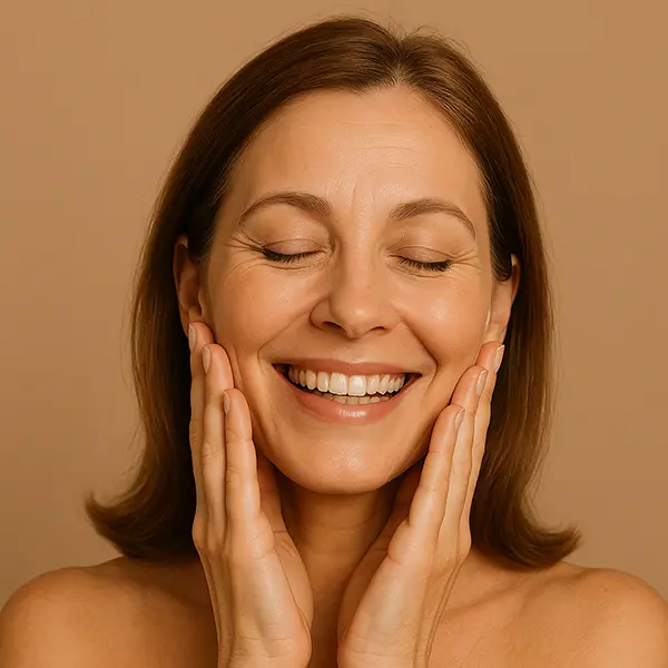 Nach der Anwendung von DERMA Care Foto einer lächelnden Frau